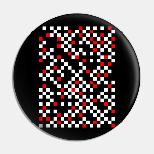 Black White and Red Checkerboard Pattern Pin