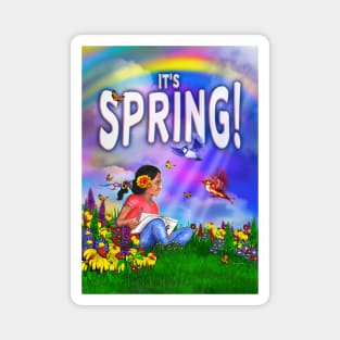 Springtime Angel in a Meadow Magnet