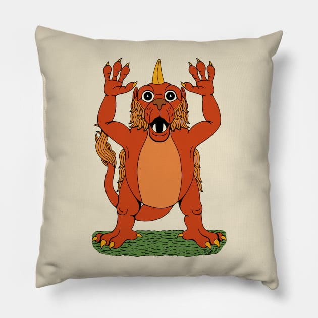 Cute Leonine Monster Pillow by AzureLionProductions