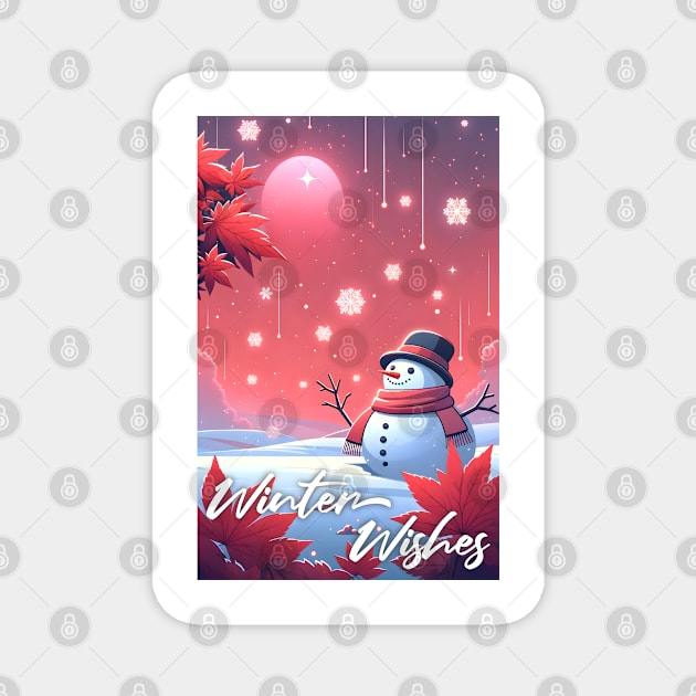 Winter wishes: Enchanting Snowman Christmas Tee Magnet by TimeWarpWildlife