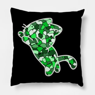 Cat Jewel Art - Stay Pawsitive (green) Pillow