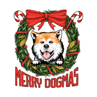 Merry Dogmas Christmas Akita Dog Owner T-Shirt