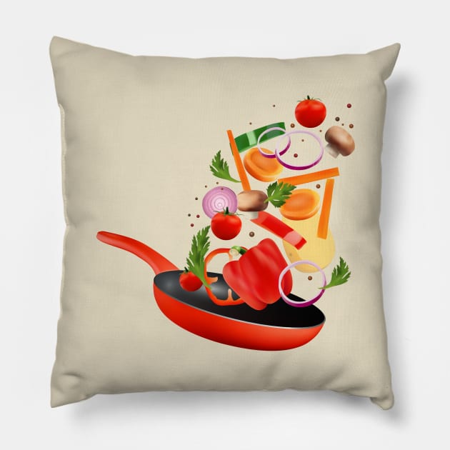 Flying Ingredients Pillow by Mako Design 