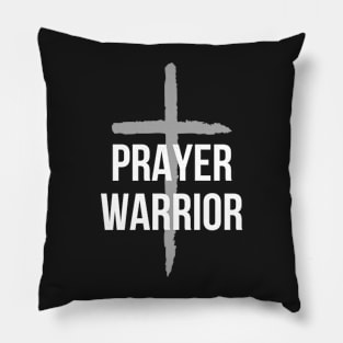 Prayer Warrior - Gray Cross Pillow