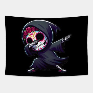 Sugar Skull Chibi Reaper Dabbing Day of the Dead Delight Tapestry