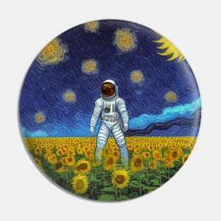 Astronaut Sunflower Impressionism Pin