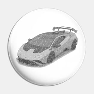 Lamborghini Huracan Sto - Grayscale version typographic art 2 Pin
