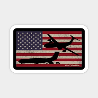 C-141 Starlifter American Airlifter Plane Patriotic USA Flag Silhouettes Magnet