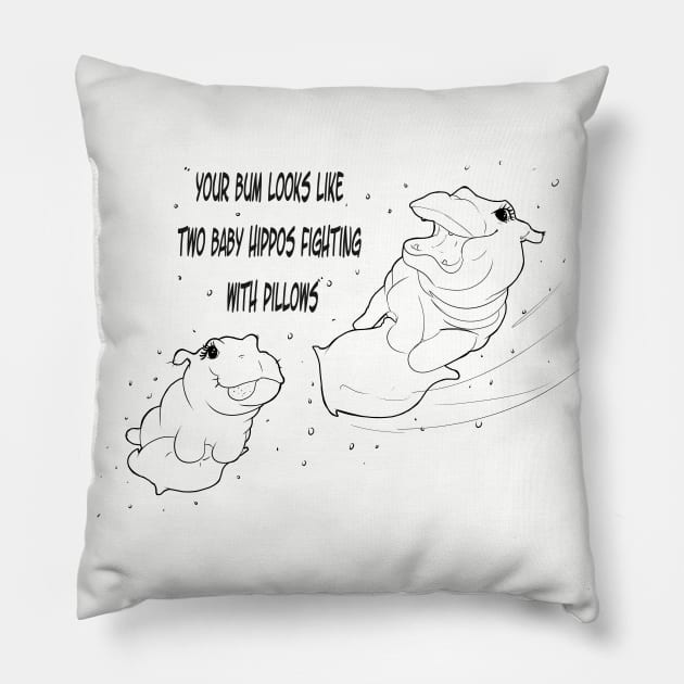 Baby Hippos n Pillows Pillow by Juggertha