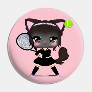 Black Cat Tennis Pin