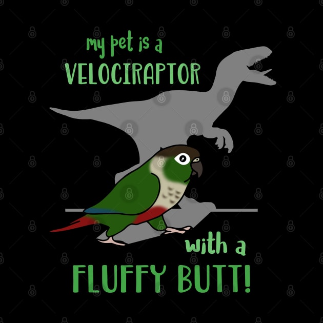 my conure is a velociraptor with a fluffy butt by FandomizedRose