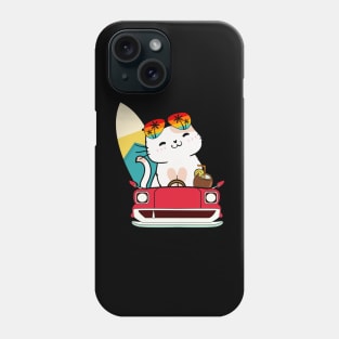 Surfer persian cat driving to the beach Phone Case