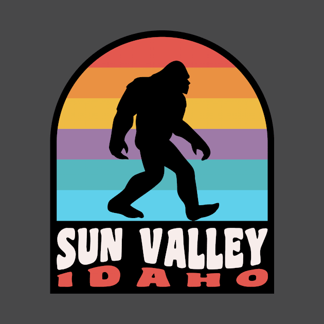 Sun Valley Idaho Bigfoot Sasquatch Retro Sunset by PodDesignShop