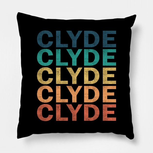 Clyde Name T Shirt - Clyde Vintage Retro Name Gift Item Tee Pillow by henrietacharthadfield