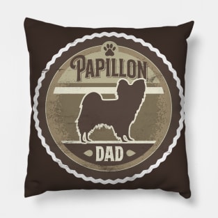 Papillon Dad - Distressed Butterfly Dog Silhouette Design Pillow