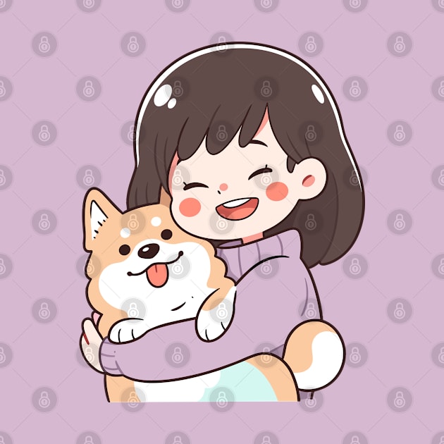 Just a Girl with her corgi dog illustration I by Sara-Design2