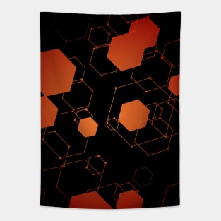 Radiant Ember Hexagons Tapestry