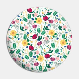 Pretty Colorful Wild Floral White Design Pin