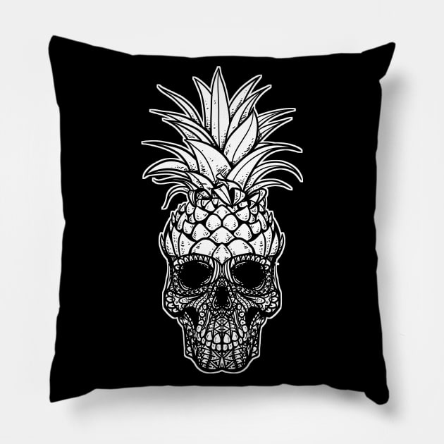 Pineapple Skull Pillow by Barabarbar artwork