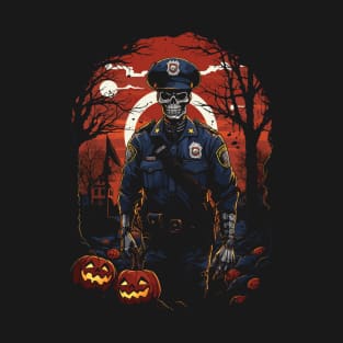 Creepy Zombie Cop Undead Police Halloween Officer T-Shirt