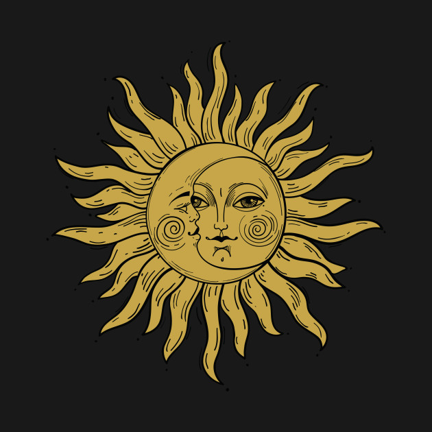 Disover Sun and Moon Crescent Face - Tarot Card - T-Shirt