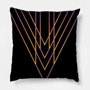 Orange pink triangle linear abstract geo Pillow