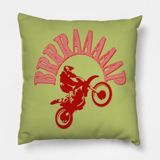 Brrraaaaap Dirtbike Motocross Design In Red Pillow