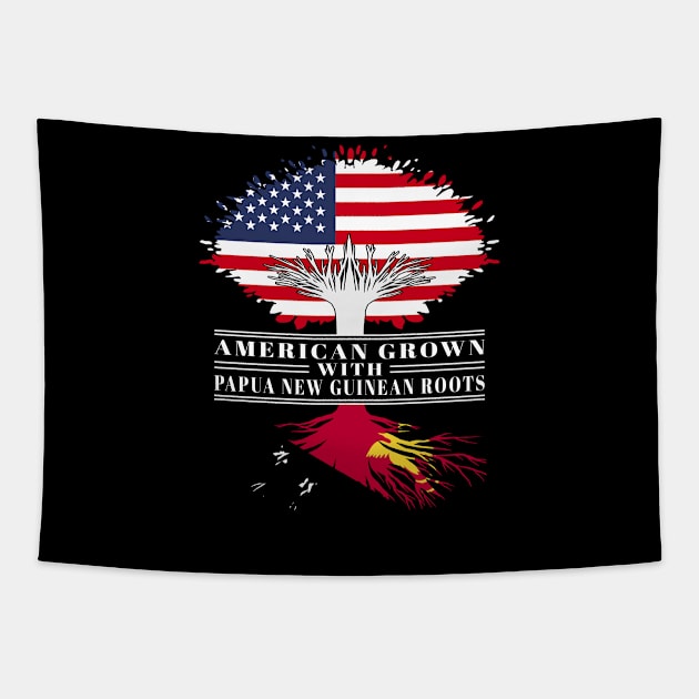 American Grown With Papua New Guinean Roots Us Papua New Guinea Flag Tree Tapestry by BramCrye