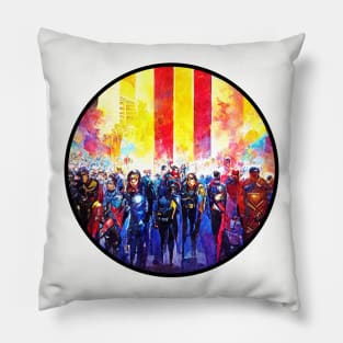 Outside Comic-Con Painting - Circle Pillow