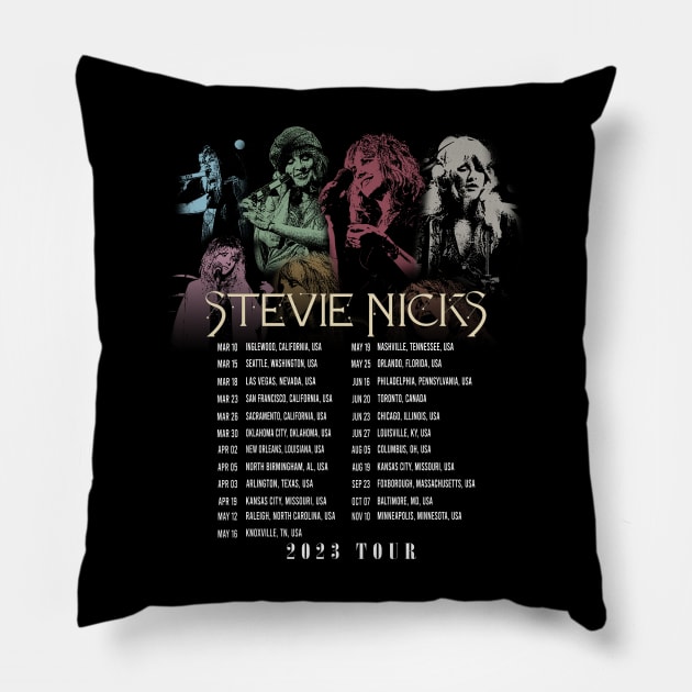 Stevie Nicks Vintage Rock Music 2023 Tour Live in Concert Pillow by Evergreen Daily