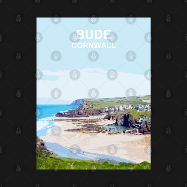 Bude Cornwall.  Cornish gift Kernow Travel location poster by BarbaraGlebska