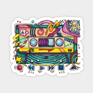 80s cassette tape with pop colors Magnet