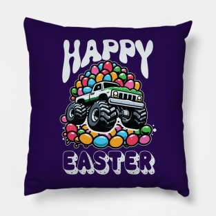 Happy Easter Monster Truck Pillow