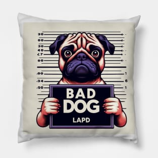 LAPD Pug Mugshot Pillow