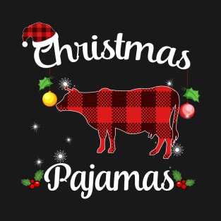 Cow Buffalo Plaid Christmas Pajamas Funny Xmas Gift T-Shirt