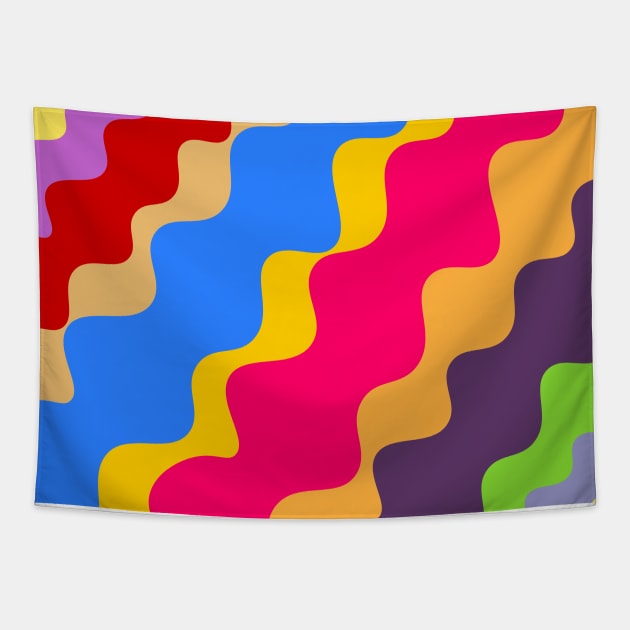 Retro slanting wavy pattern Tapestry by Baobabprintstore