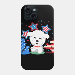 Cute Red White Blue Bichon Frise Fireworks Us Flag Phone Case