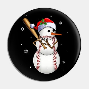 Baseball Santa Hat Snowman Christmas Lights Funny Xmas Squad Pin