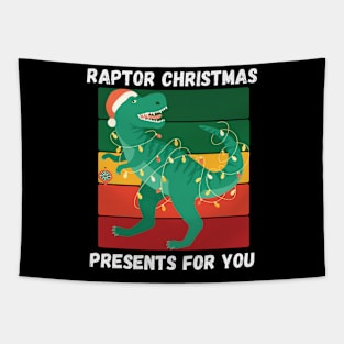 Funny Dinosaur T-Rex Raptor Christmas Presents Tapestry