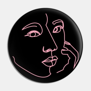 One Line Digital Art - Black pink Pin