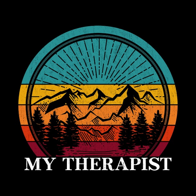 Vintage Sunset Hiking My Therapist - Funny Hiker by Red Canopy Stores