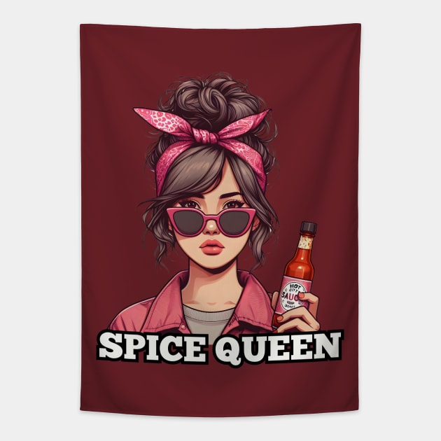 hot sauce messy hair woman Tapestry by Japanese Fever