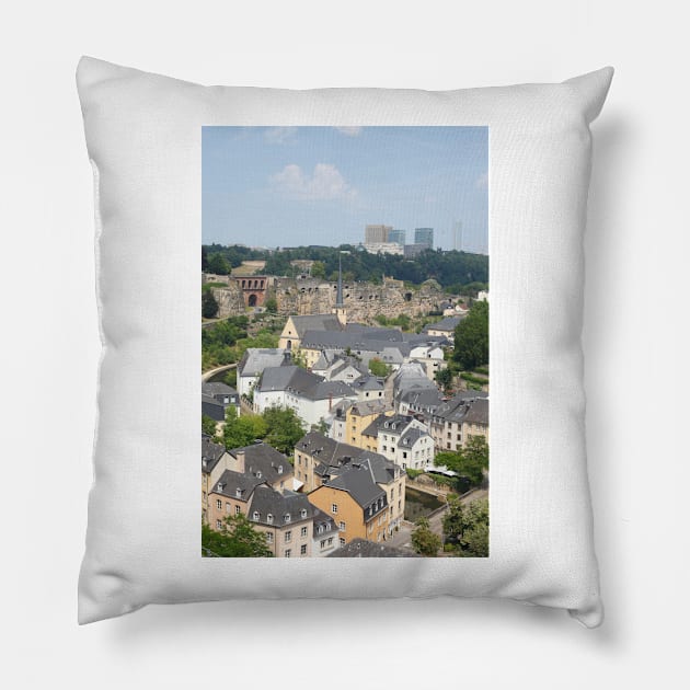 Unterstadt Grund, Alzette Valley, Luxembourg Pillow by Kruegerfoto