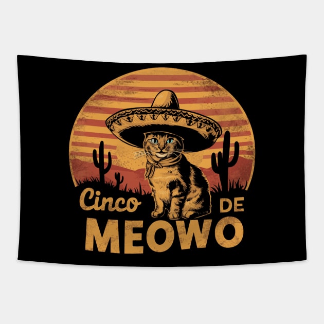 Funny Cinco De Mayo Cat Men Women Cinco De Meowo Tapestry by YOUNESS98