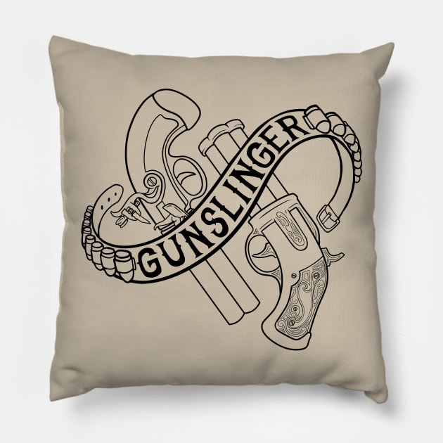 Gunslinger Class - Black Design Pillow by CliffeArts