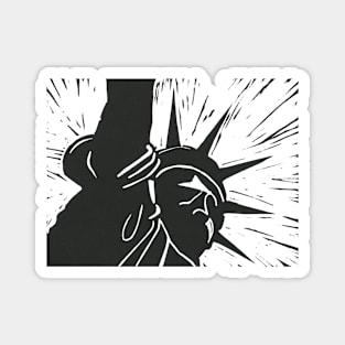 Lady liberty New York USA in linocut print Magnet