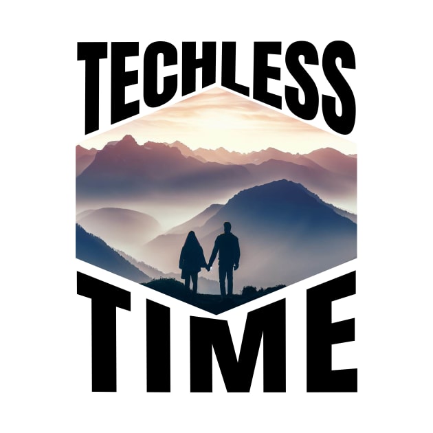 Techless Time Mountain Range Sunrise Couple Tee by UnpluggedLife