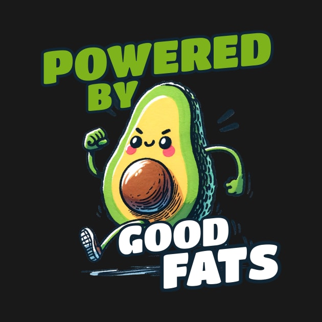 Powered by Good Fats Running Sport Avocado by DoodleDashDesigns