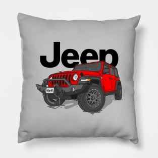 Red Jeep Wrangler Rubicon Pillow