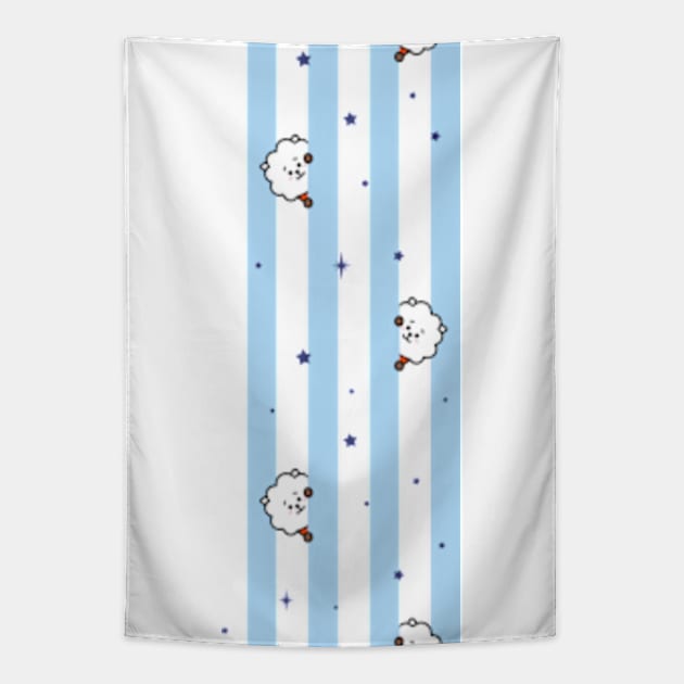 BT21 RJ Striped Pajamas Pattern Tapestry by ZeroKara